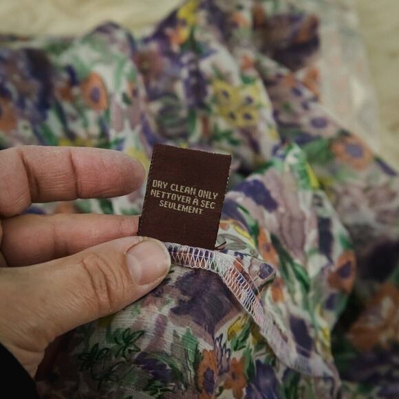 Ranna Gill Anthropologie Size Medium M Floral Print Split V Neck Long Sleeve Top - Picture 6 of 7